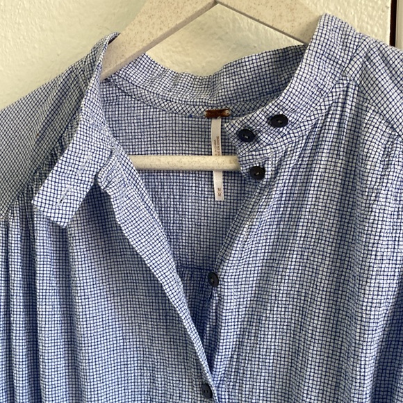 Free People Retro Romance Blue Gingham Maxi Top - Picture 5 of 13